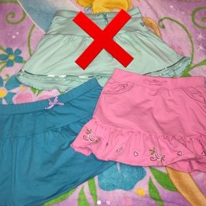 Blue, Pink, and Mint frilly Y2K mini skirts!